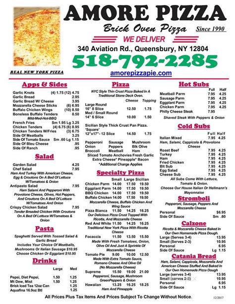 pizzeria primo amore|amore pizza menu with prices.